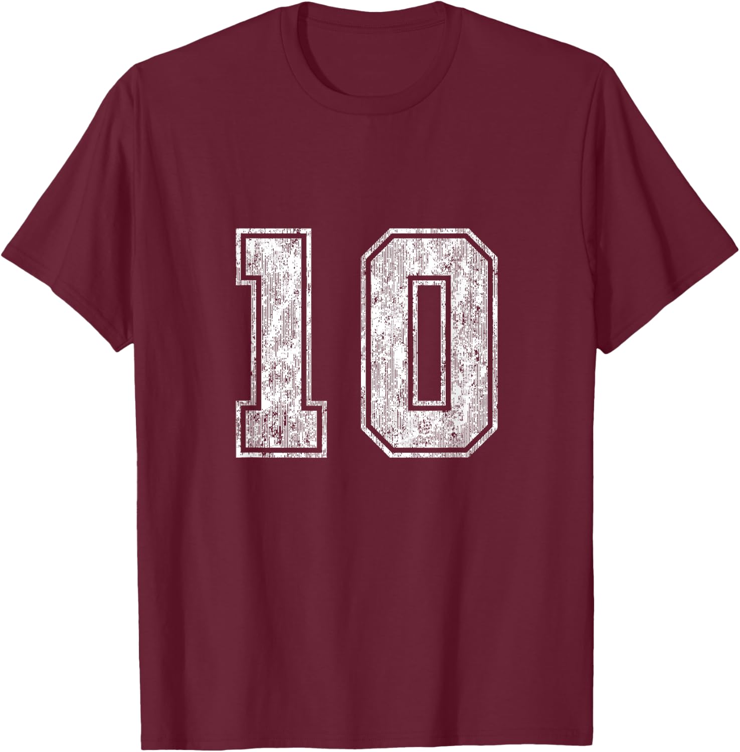 Number 10 Vintage Ten Sports Design T-Shirt - T-Shirt | Maroon