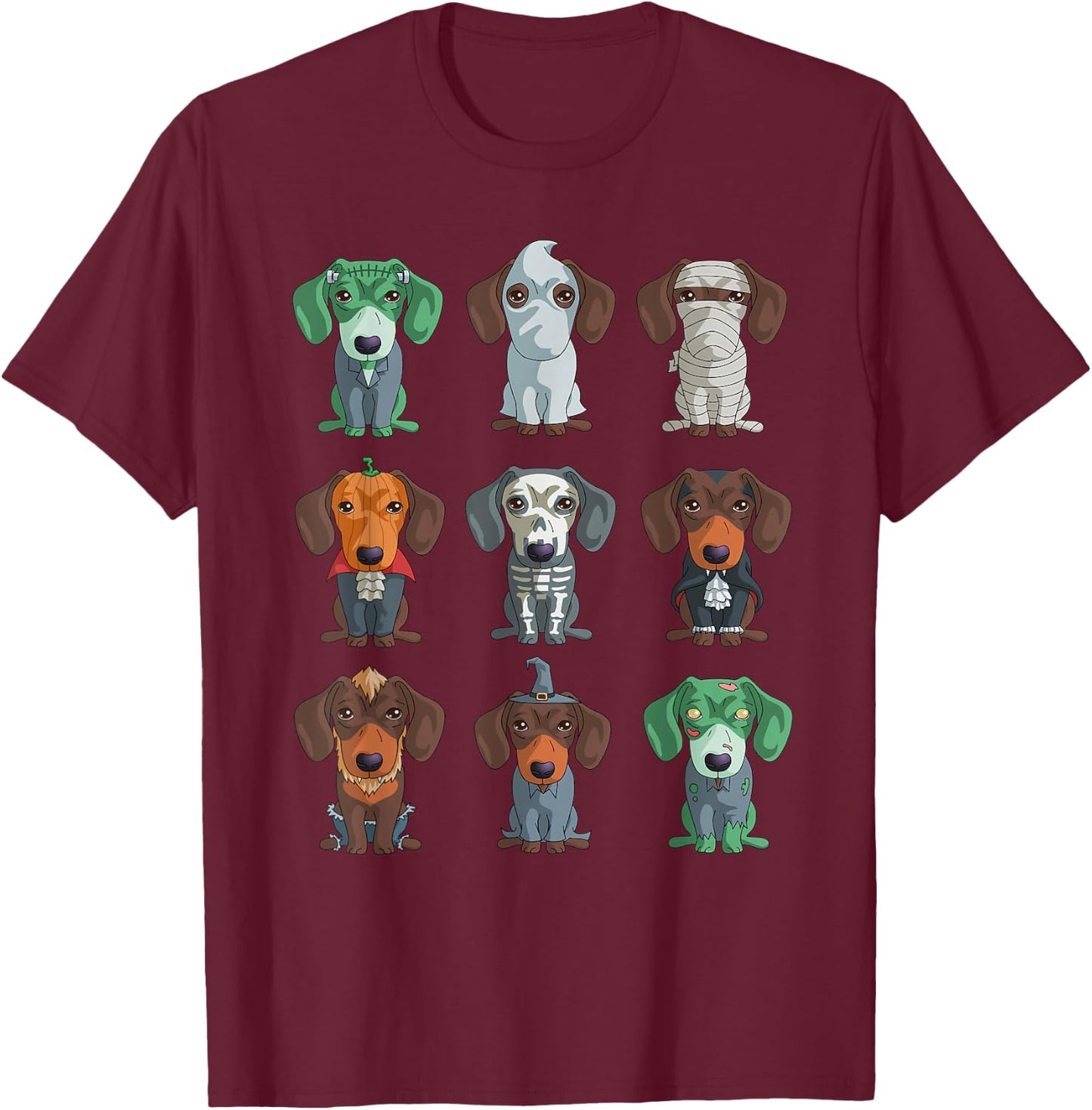 Dachshund Halloween Funny Weiner Gift Shirt T-Shirt - T-Shirt | Maroon