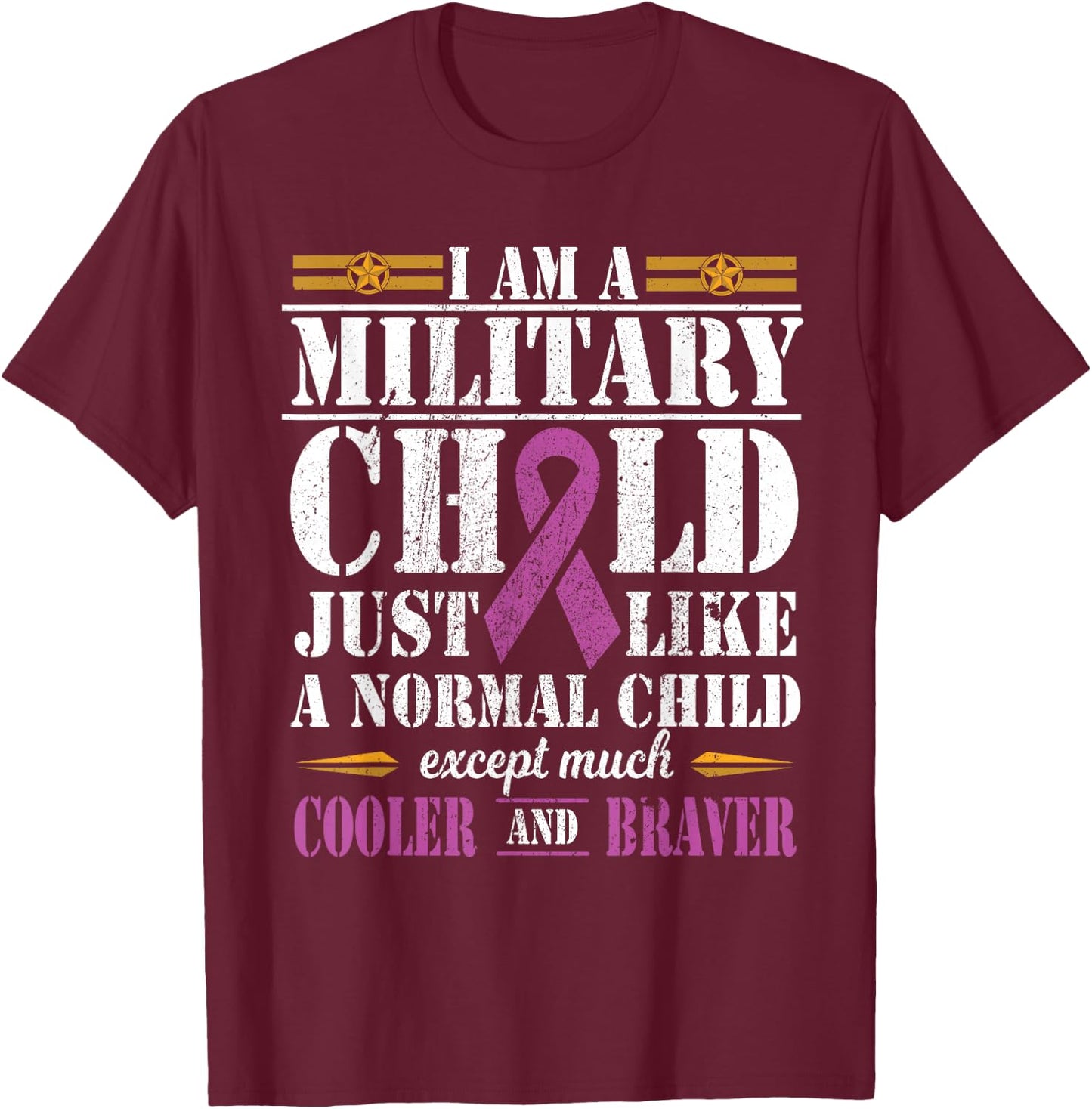 Military Child Month Purple Up Proud Patriotic Military Brat T-Shirt - T-Shirt | Maroon