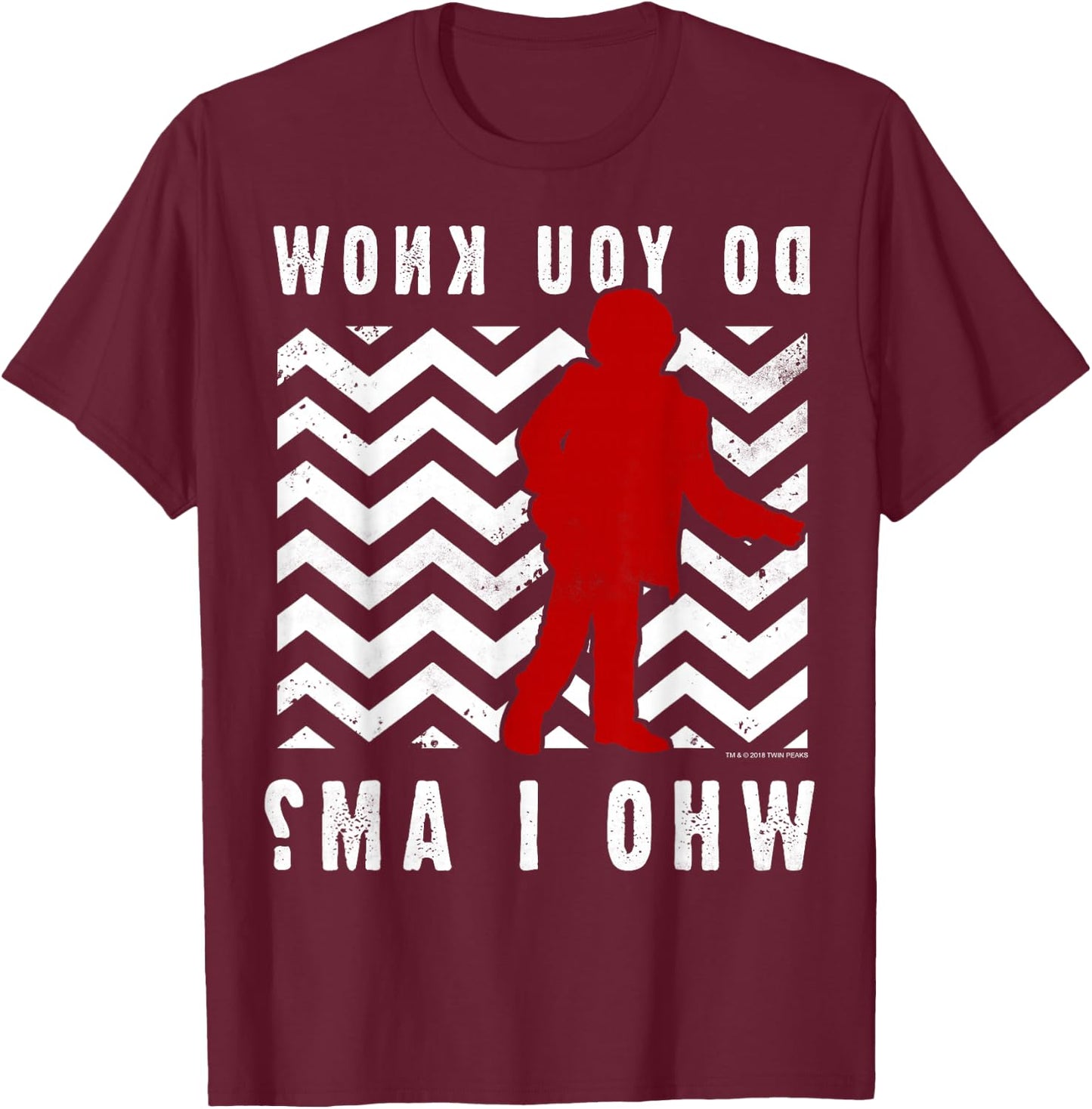 Twin Peaks Do You Know Who I Am Vintage Mystery Logo T-Shirt - T-Shirt | Maroon