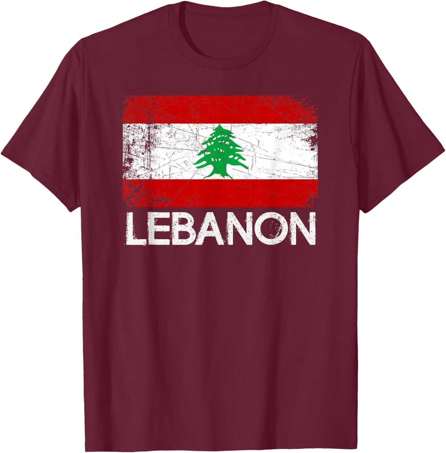 Lebanese Flag | Vintage Made In Lebanon Gift T-Shirt - T-Shirt | Maroon