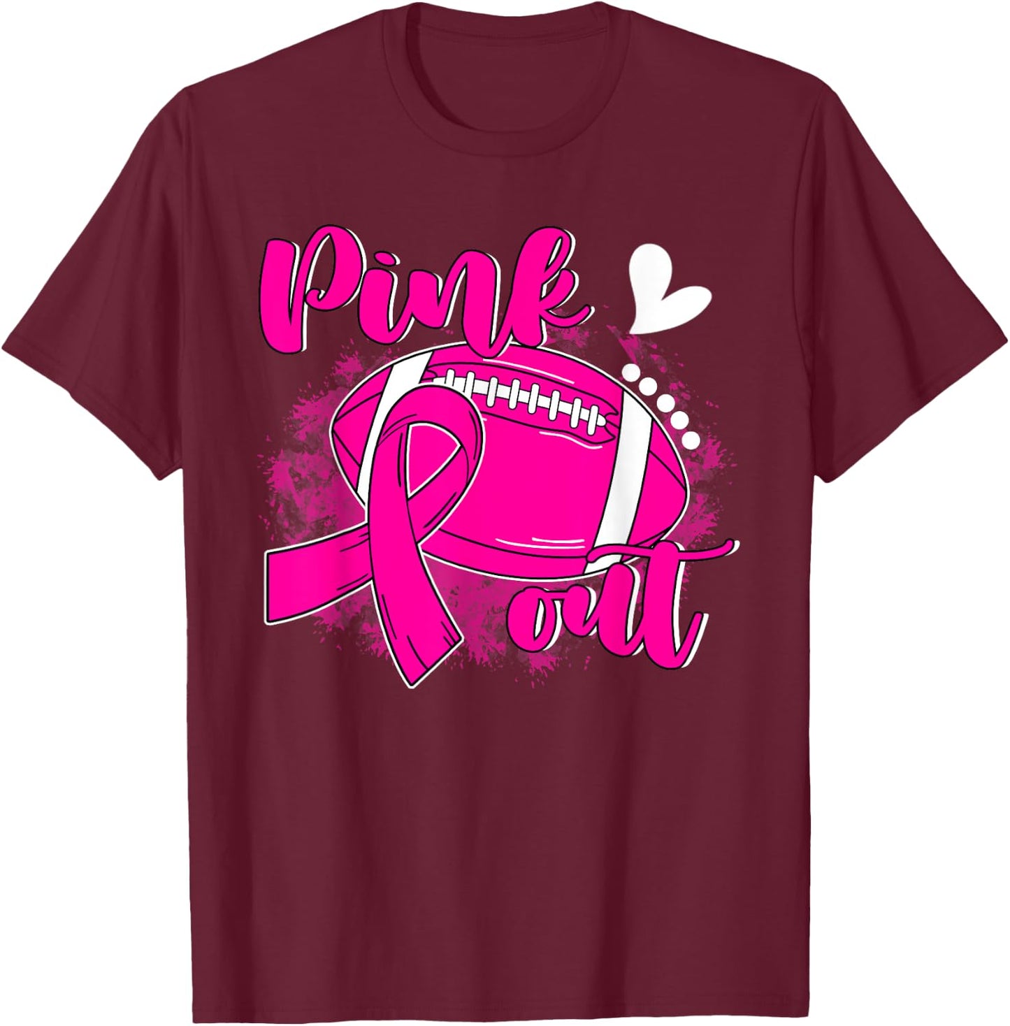 Pink Out Breast Cancer Awareness Football Pink Ribbon Women T-Shirt - T-Shirt | Maroon