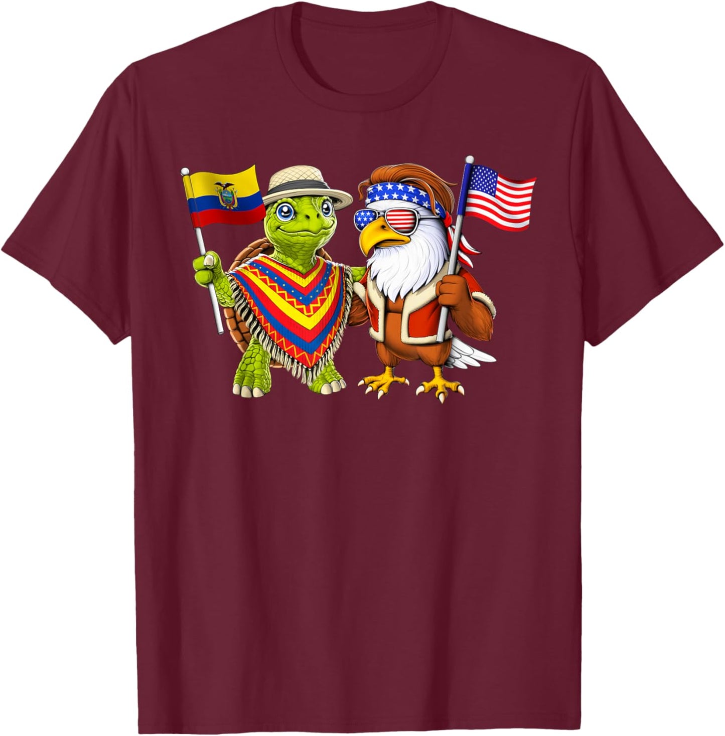 Ecuadorian American Roots Ecuador USA Flag Proud Ecuadorian T-Shirt - T-Shirt | Maroon
