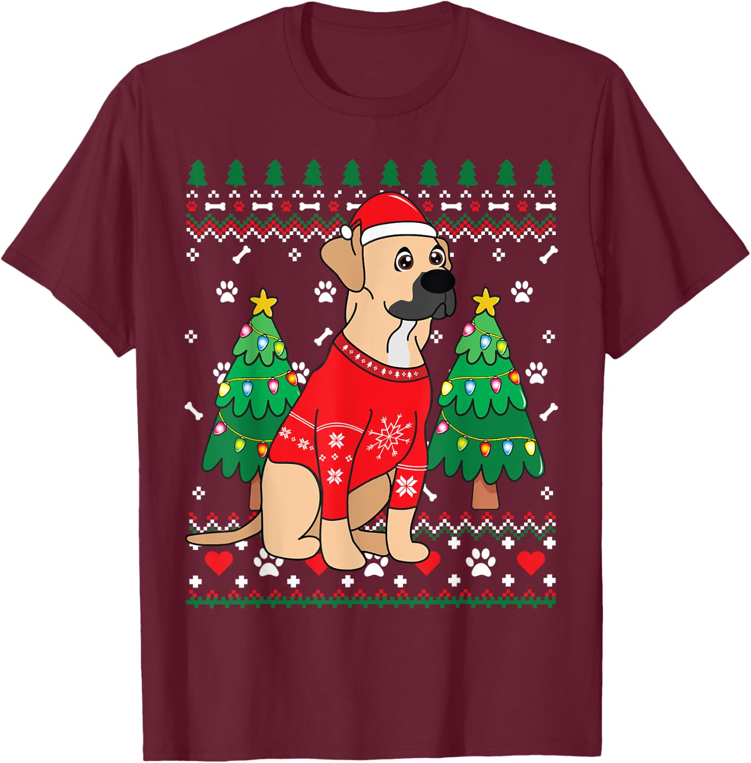 Black Mouth Cur Christmas Ornament Tree Mom Dad Gift T-Shirt - T-Shirt | Maroon