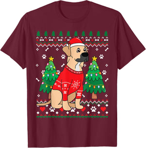 Black Mouth Cur Christmas Ornament Tree Mom Dad Gift T-Shirt - T-Shirt | Maroon