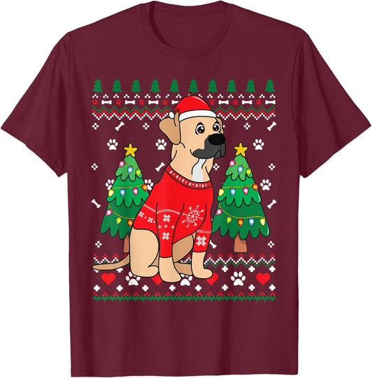 Black Mouth Cur Christmas Ornament Tree Mom Dad Gift T-Shirt - T-Shirt | Maroon