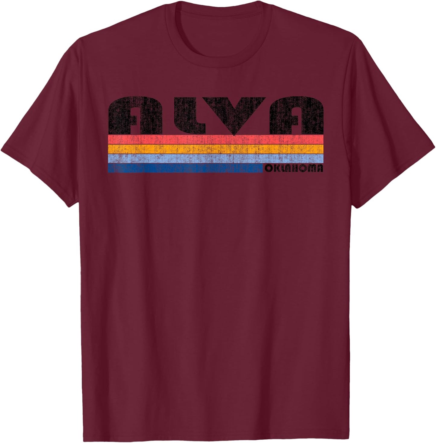 Vintage 1980s Style Alva OK T Shirt T-Shirt - T-Shirt | Maroon