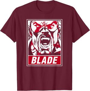 Marvel Blade Propaganda Poster Red Highlight Graphic T-Shirt - T-Shirt | Maroon