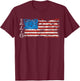 Betsy Ross 1776 13 Stars Distressed USA Patriotic Flag T-Shirt - T-Shirt | Maroon