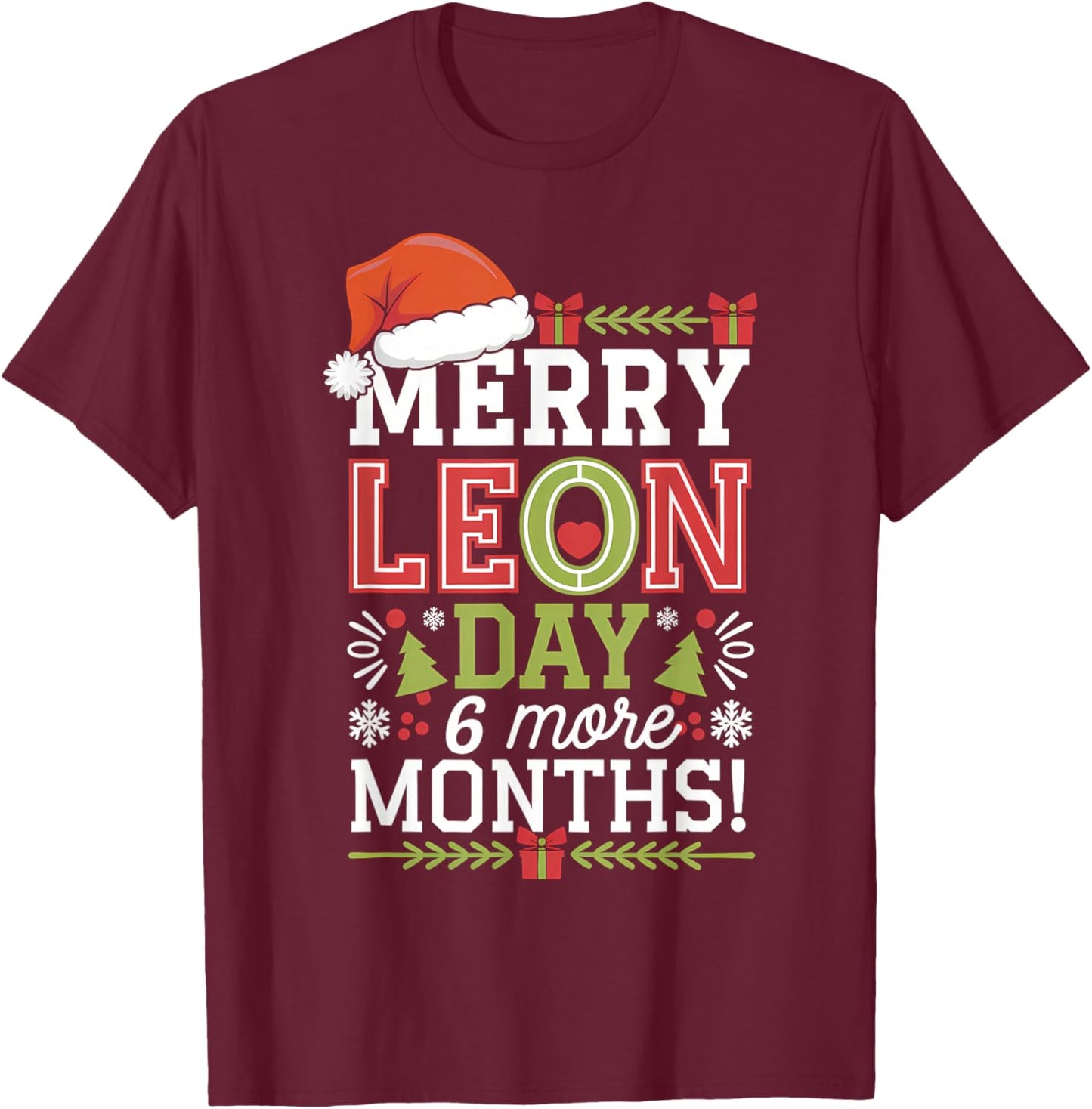 Merry Leon Day Noel Backwards Funny Christmas Countdown T-Shirt - T-Shirt | Maroon