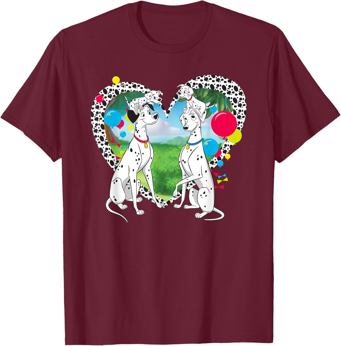 101 Dalmatians - Pongo and Perdita T-Shirt - T-Shirt | Maroon