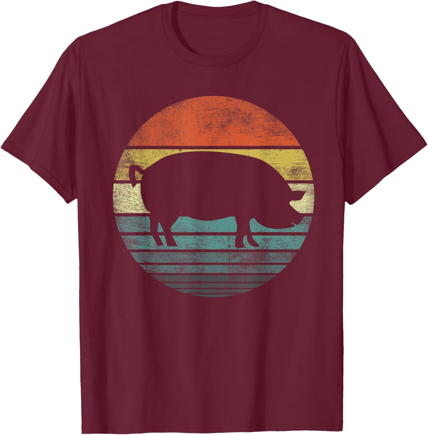 Pig Lover Gifts Funny Farmer Retro Vintage Farm Animals T-Shirt - T-Shirt | Maroon