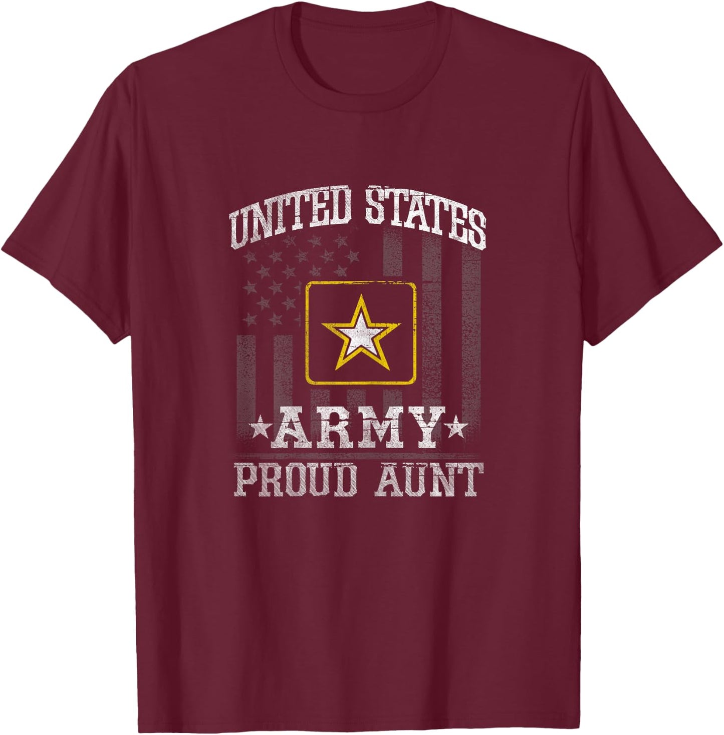 U.S. Army Gift Vintage Modern US Army Proud Aunt , Black, X-Small, Women, Short Sleeve, , Birthday Theme Women's T-Shirt - T-Shirt | Maroon