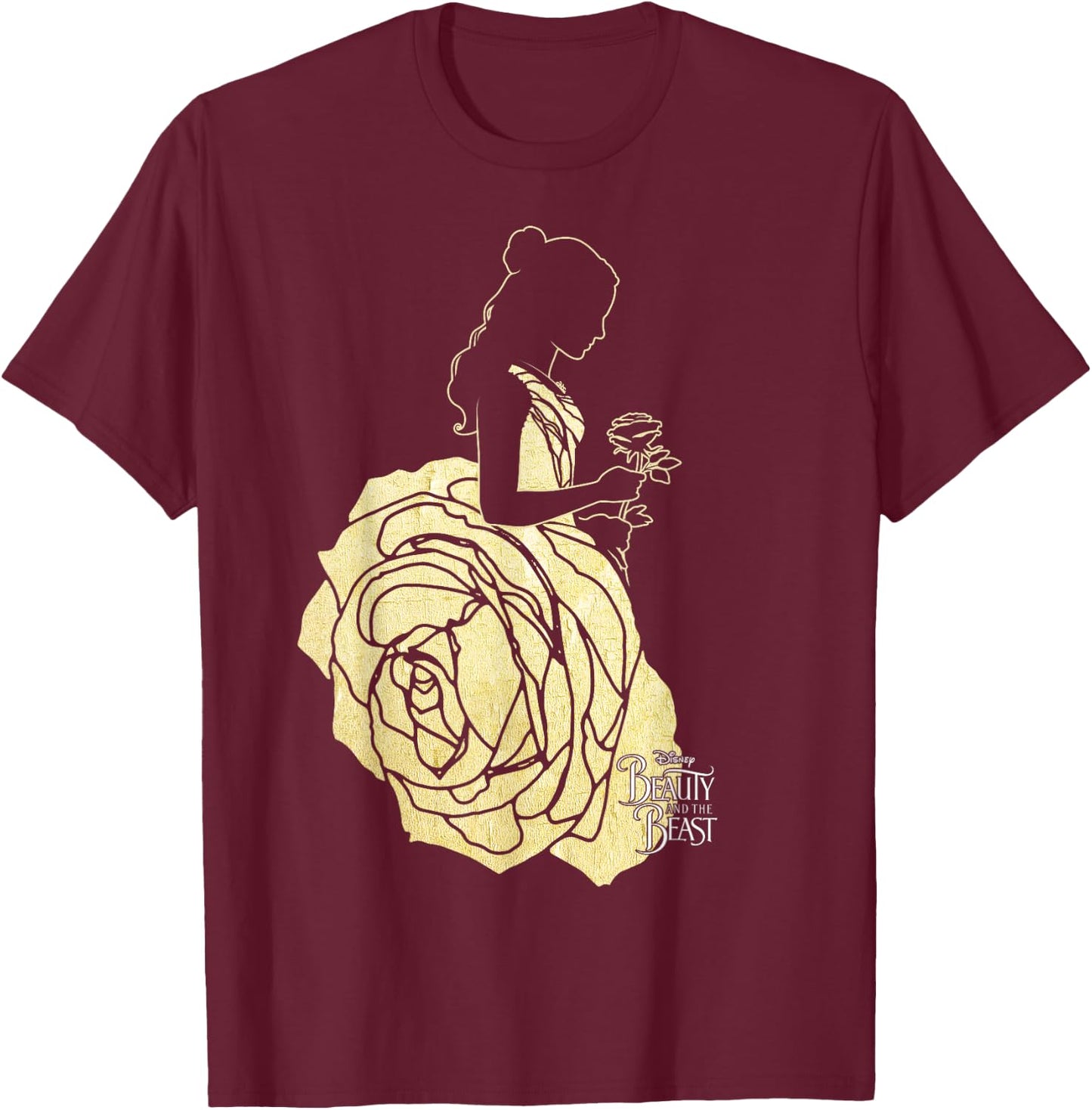 Disney Beauty & The Beast Belle Golden Dress Graphic T-Shirt - T-Shirt | Maroon