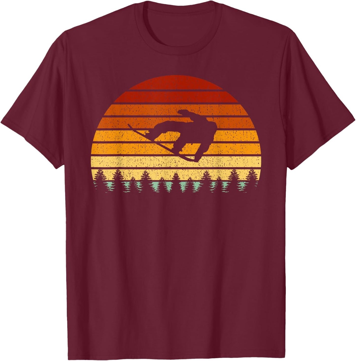 Vintage Sun Snowboard Gift Snowboarders T-Shirt - T-Shirt | Maroon