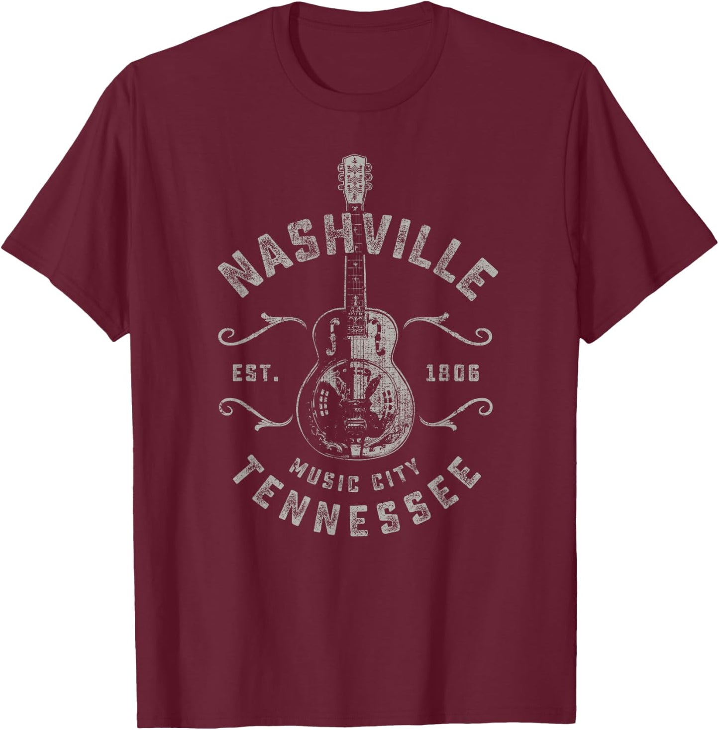 Nashville Music City USA Vintage T-Shirt - T-Shirt | Maroon