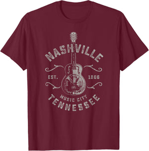 Nashville Music City USA Vintage T-Shirt - T-Shirt | Maroon