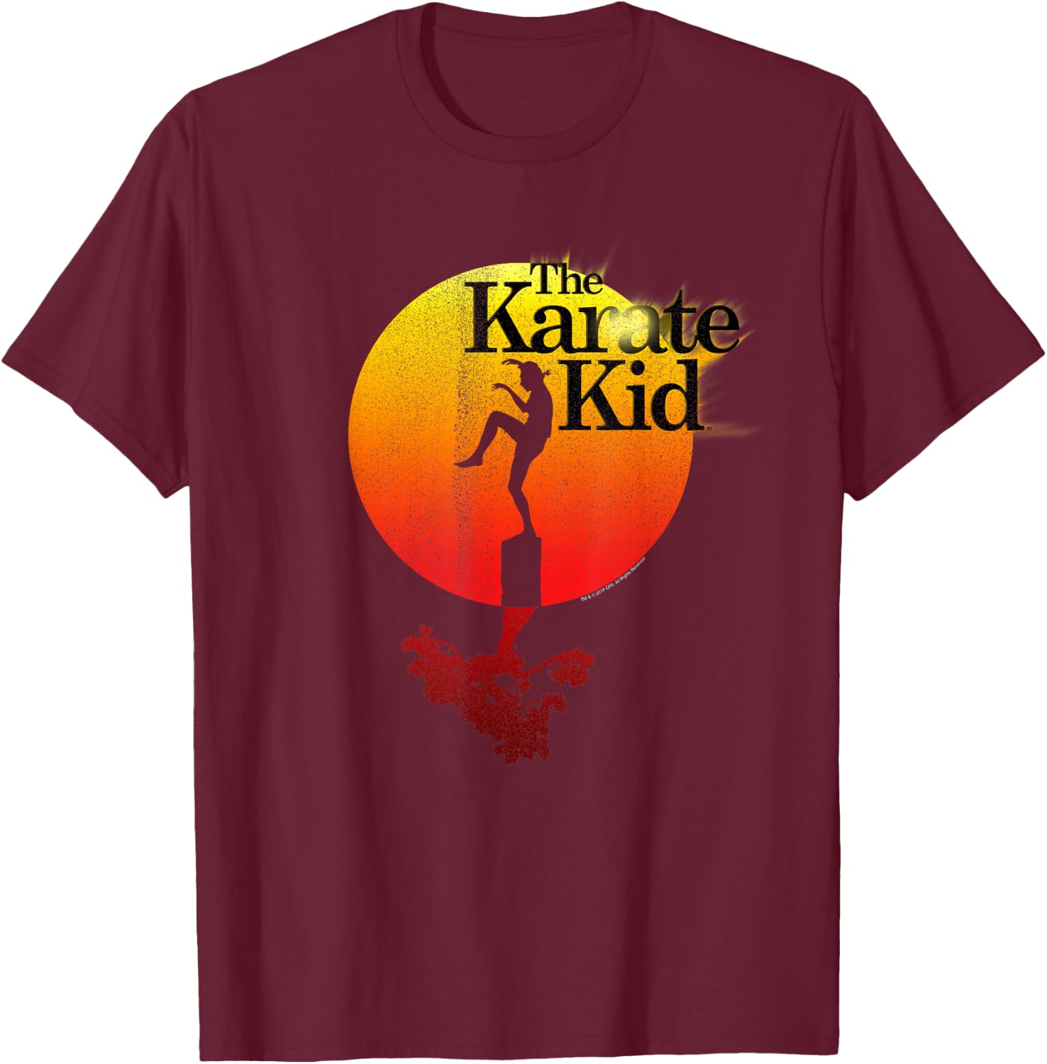 The Karate Kid Sun Gradient Logo Vintage Movie T-Shirt - T-Shirt | Maroon