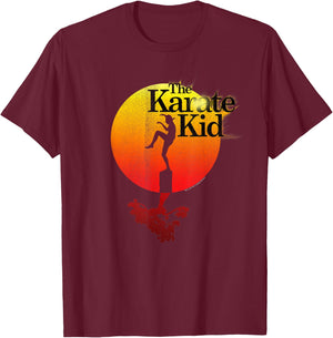 The Karate Kid Sun Gradient Logo Vintage Movie T-Shirt - T-Shirt | Maroon