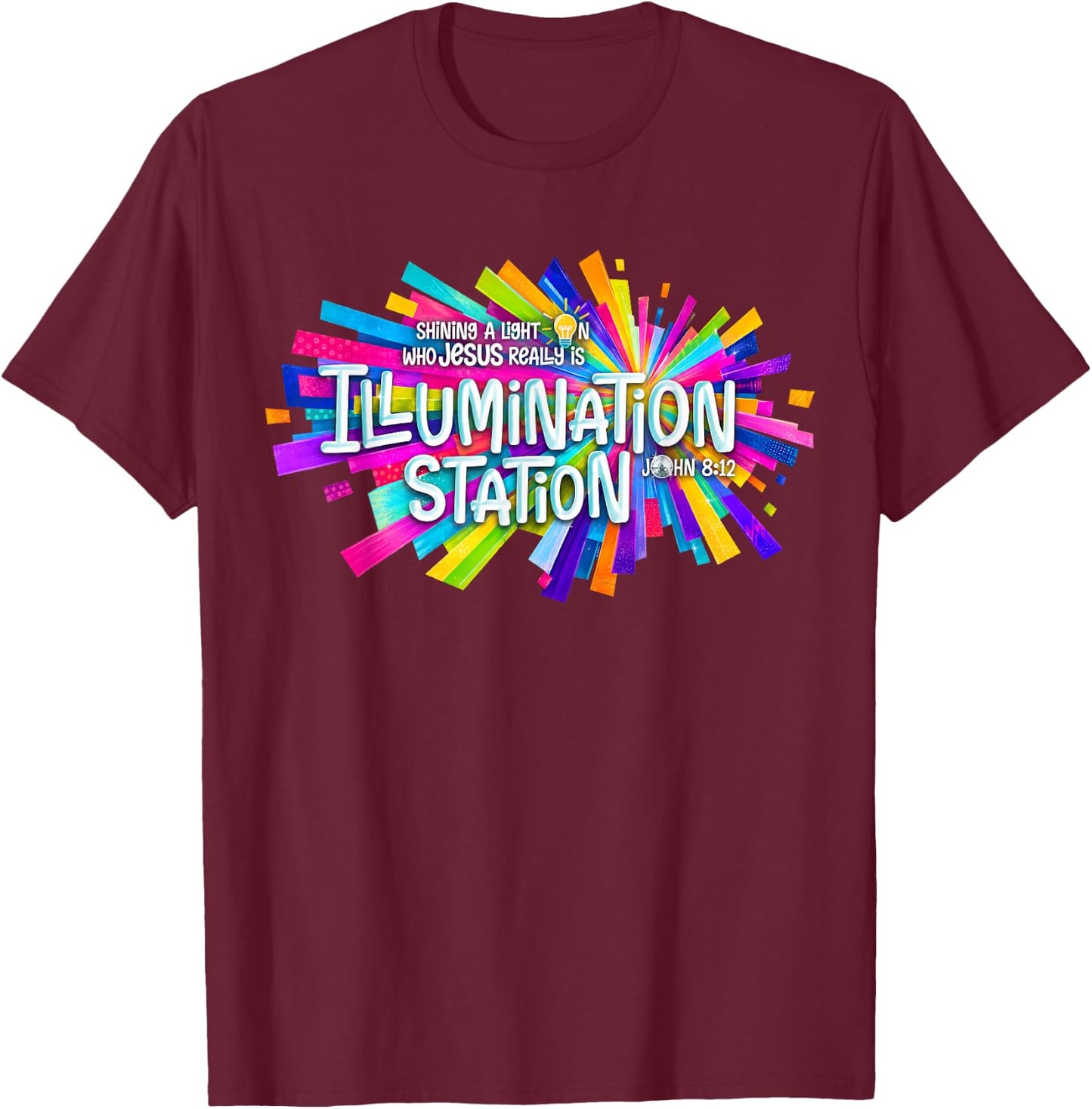 Illumination Station VBS 2026 Bible Jesus Christian Lights T-Shirt - T-Shirt | Maroon
