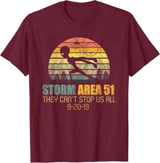 Storm Area 51 You Cant Stop Us All Running Alien T-Shirt - T-Shirt | Maroon