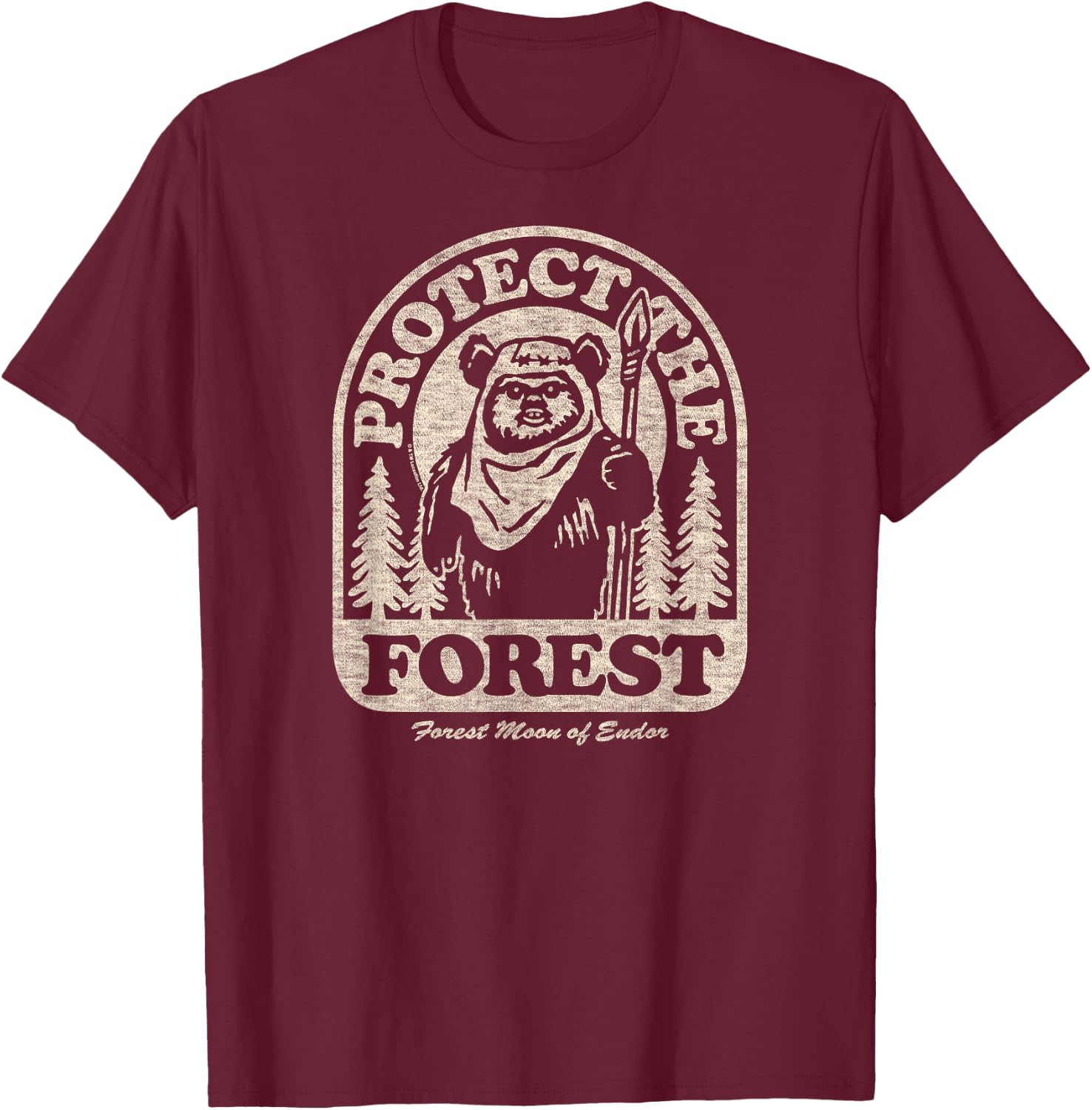 Star Wars - Ewok Protect The Forest T-Shirt - T-Shirt | Maroon