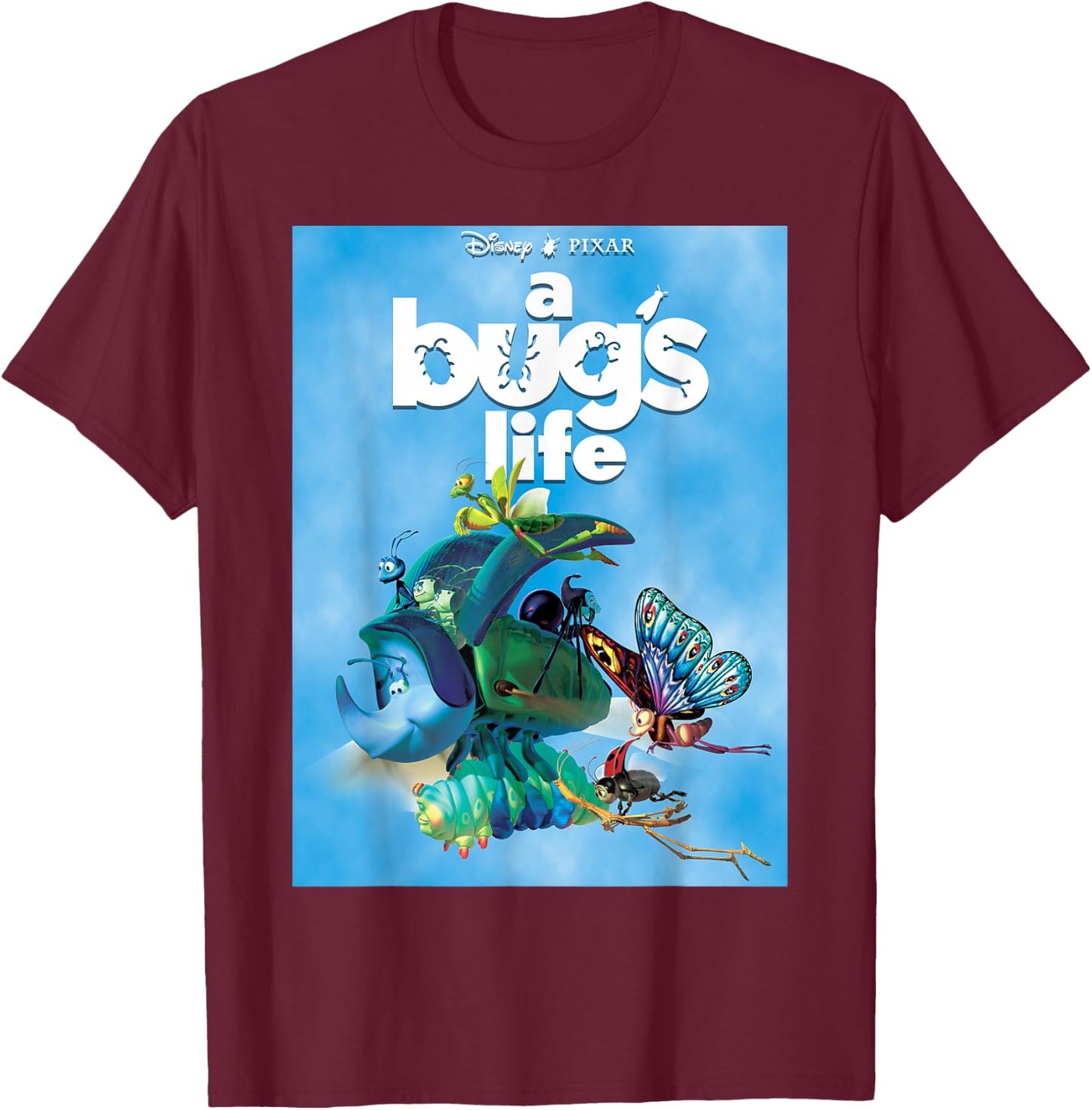 Disney Pixar A Bug's Life Movie Poster Group Shot T-Shirt - T-Shirt | Maroon