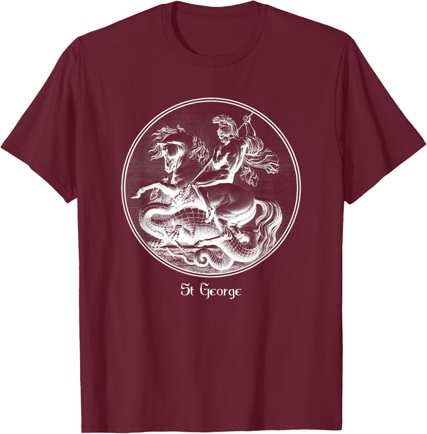 St. George and the Dragon Crusades Soldier Saint T-Shirt - T-Shirt | Maroon