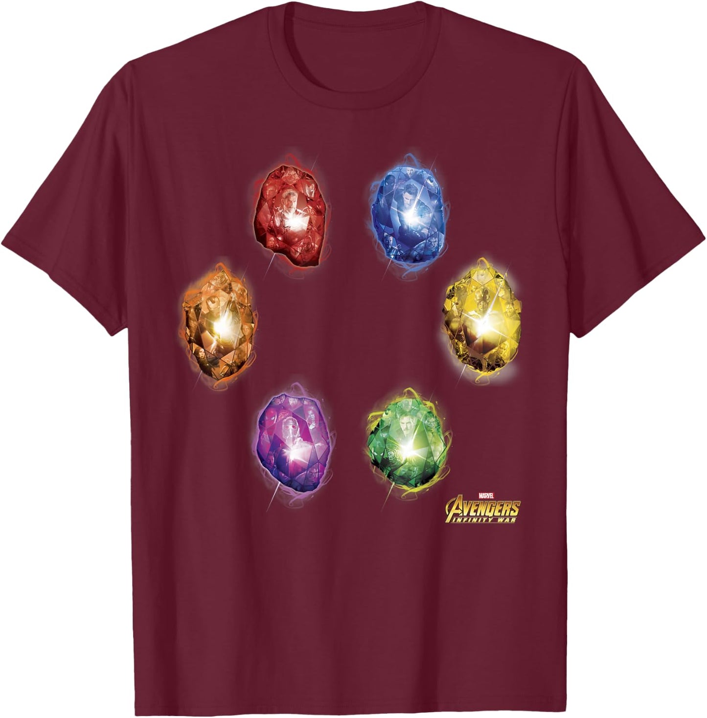 Marvel Avengers Infinity War Stones Glow Graphic T-Shirt - T-Shirt | Maroon