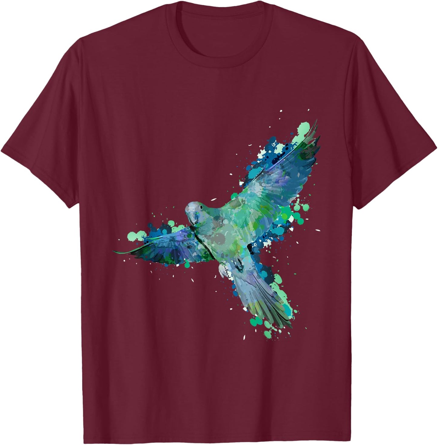 Watercolor Parrot T Shirt | Gift Parakeet Lovers Macaw T-Shirt - T-Shirt | Maroon