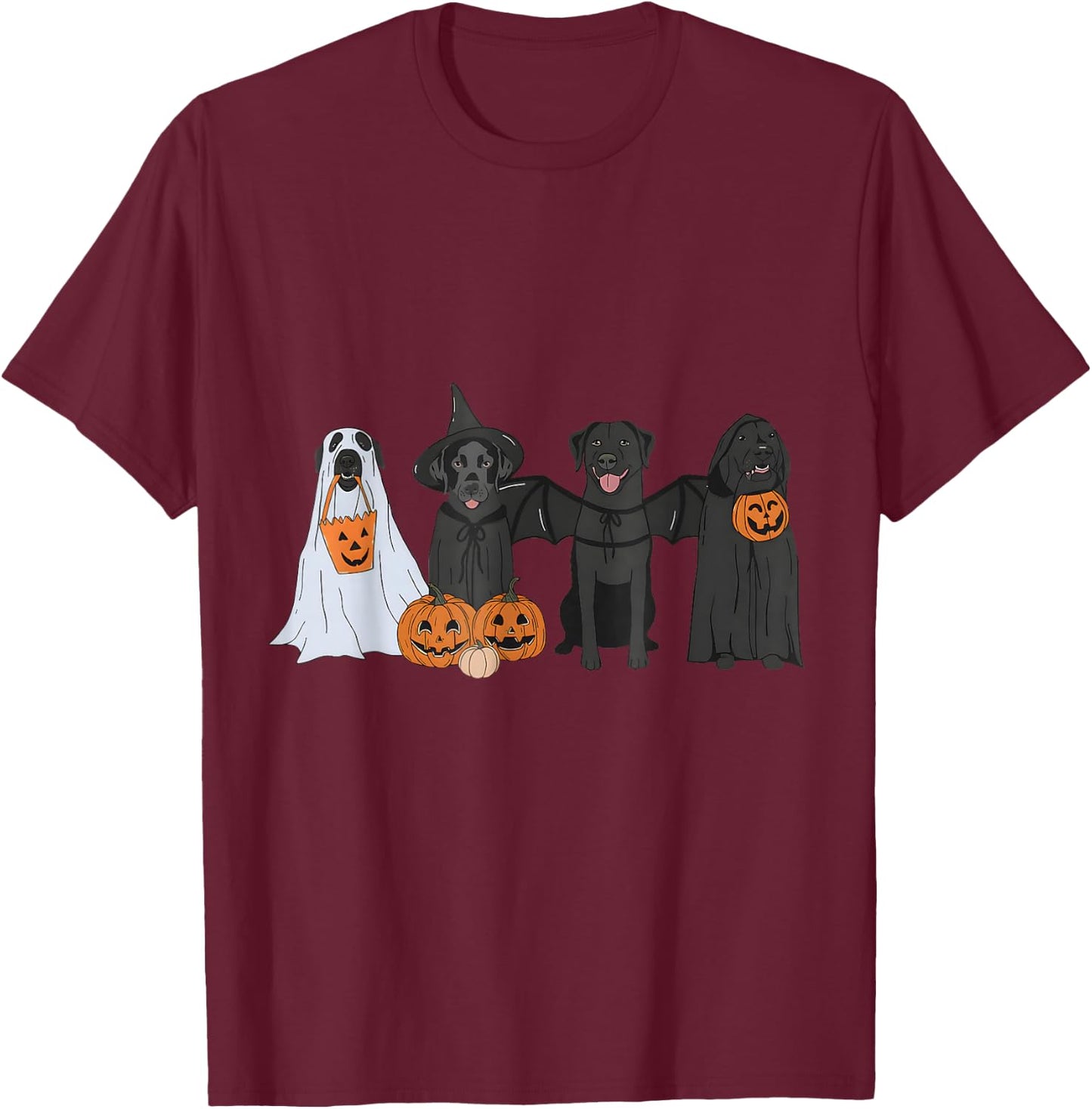 Black Labrador Halloween Ghost pumpkin T-Shirt - T-Shirt | Maroon