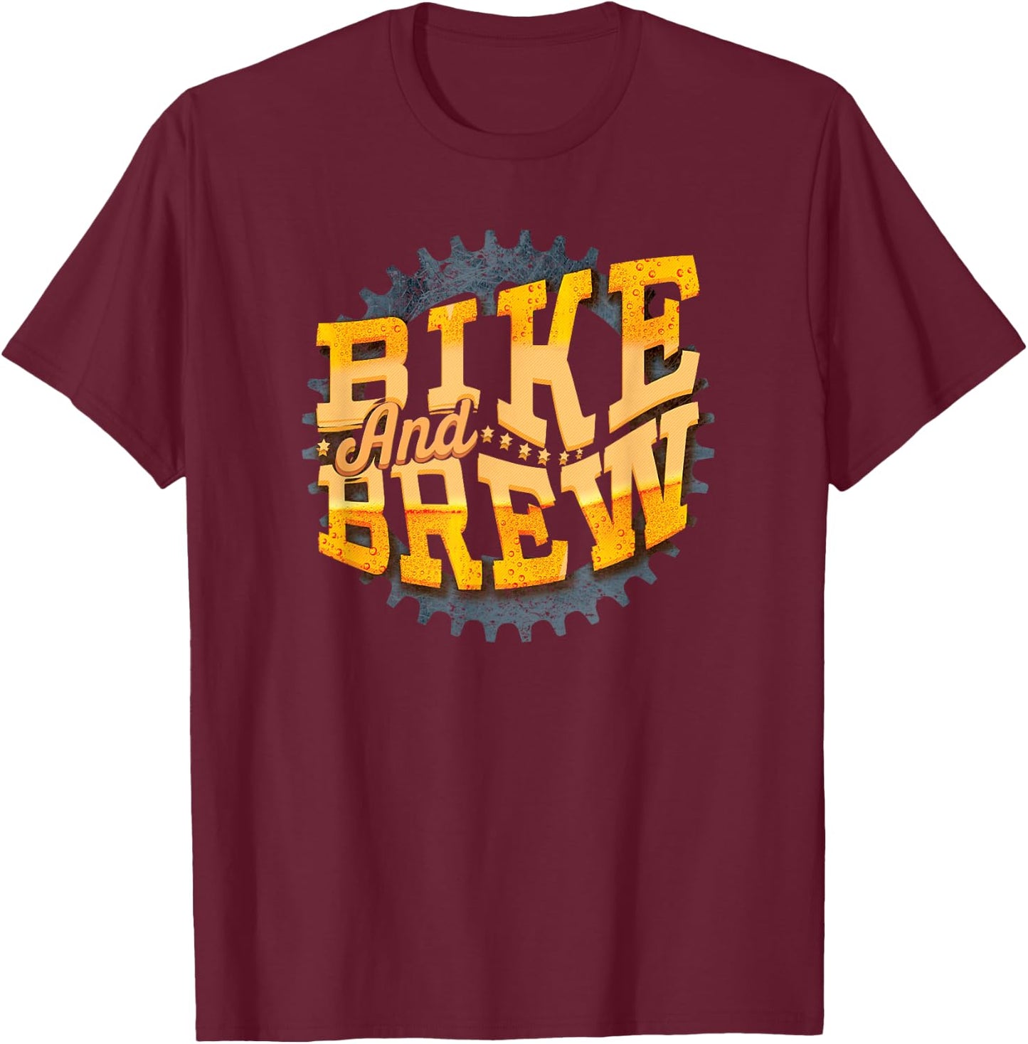 Bike And Brew | Biking Shirt Funny Bike Beer Shirt T-Shirt - T-Shirt | Maroon