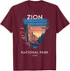 Zion National Park Scenic Utah Adventure T-Shirt - T-Shirt | Maroon