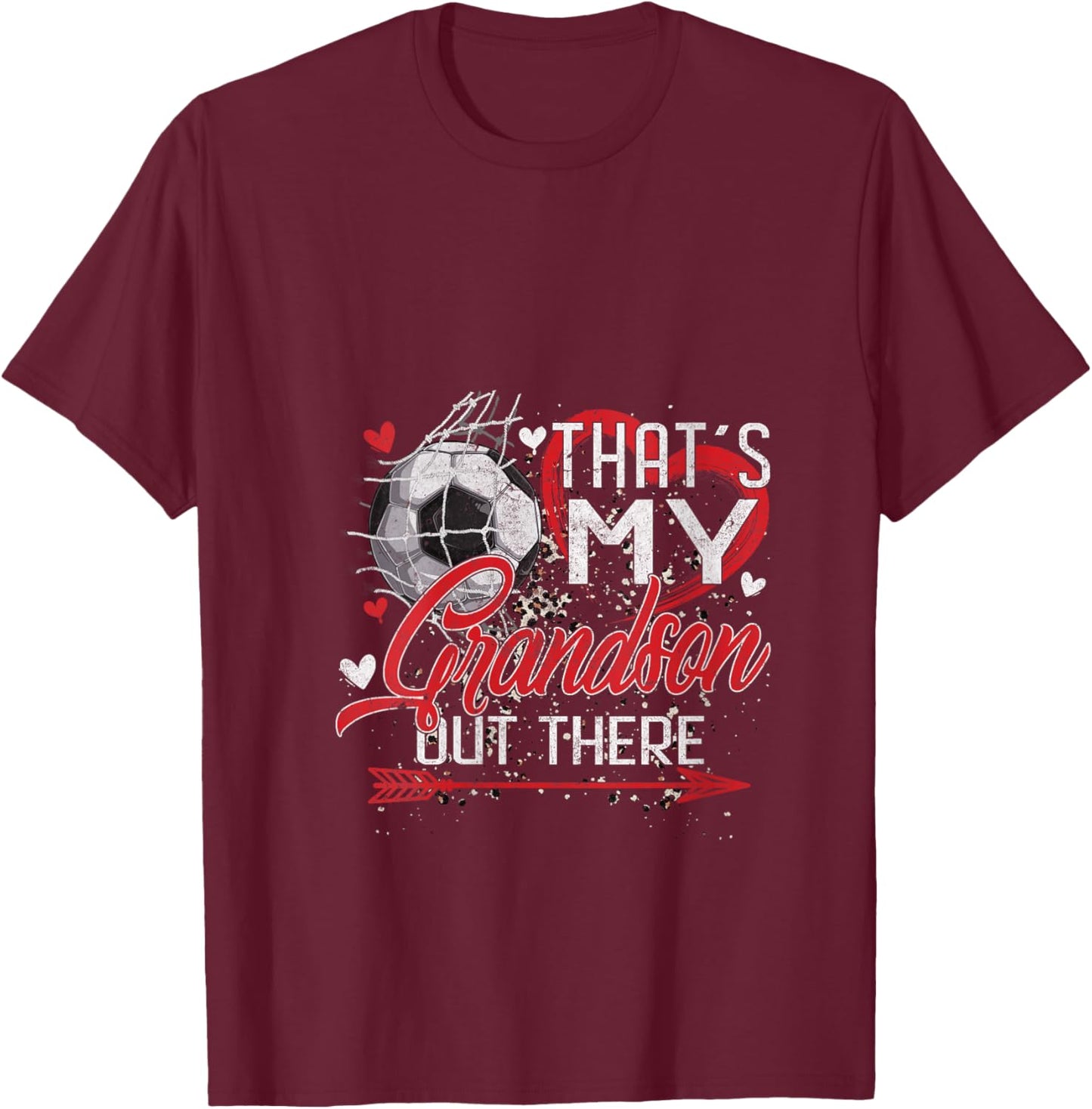 That's My Grandson Out There Soccer Grandma Mama Mothers Day V-Neck T-Shirt - T-Shirt | Maroon