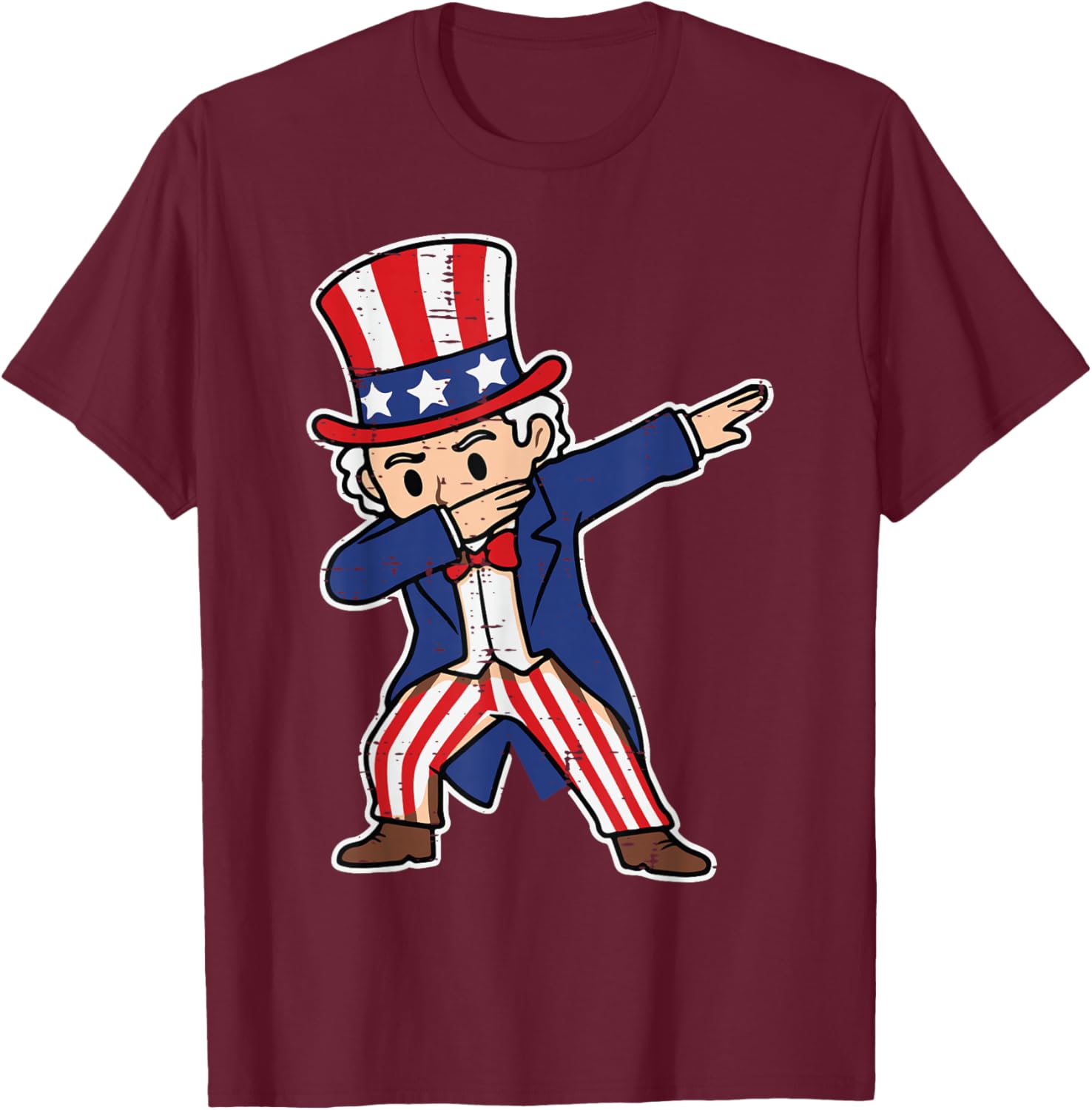 4th Of July Uncle Sam Dab Funny Dance Boys Kids Toddler Men T-Shirt - T-Shirt | Maroon