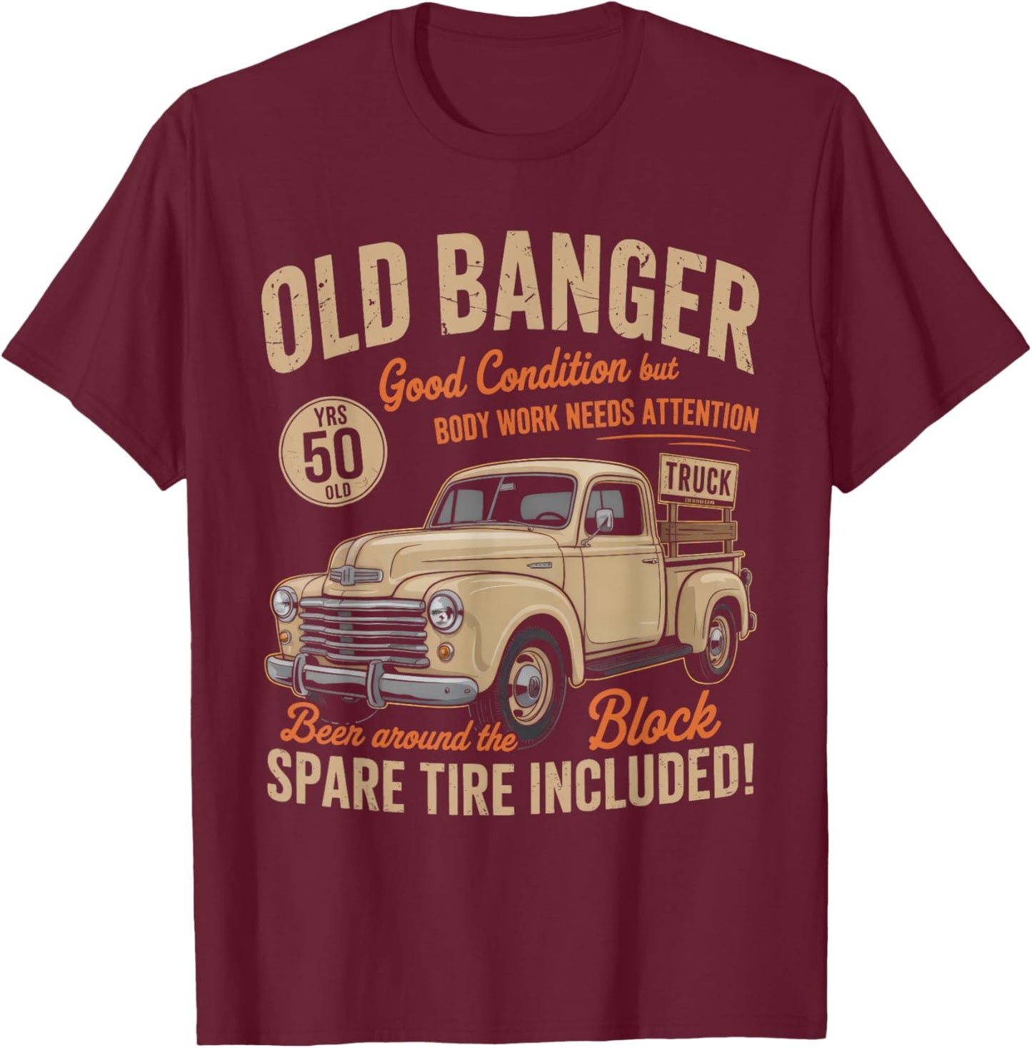 Vintage 50th Birthday Vintage Old Banger 50 Years Old Men T-Shirt - T-Shirt | Maroon