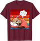 Otter Sleeping Animal Pajamas Nap PJs Outfit Sea Otter T-Shirt - T-Shirt | Maroon