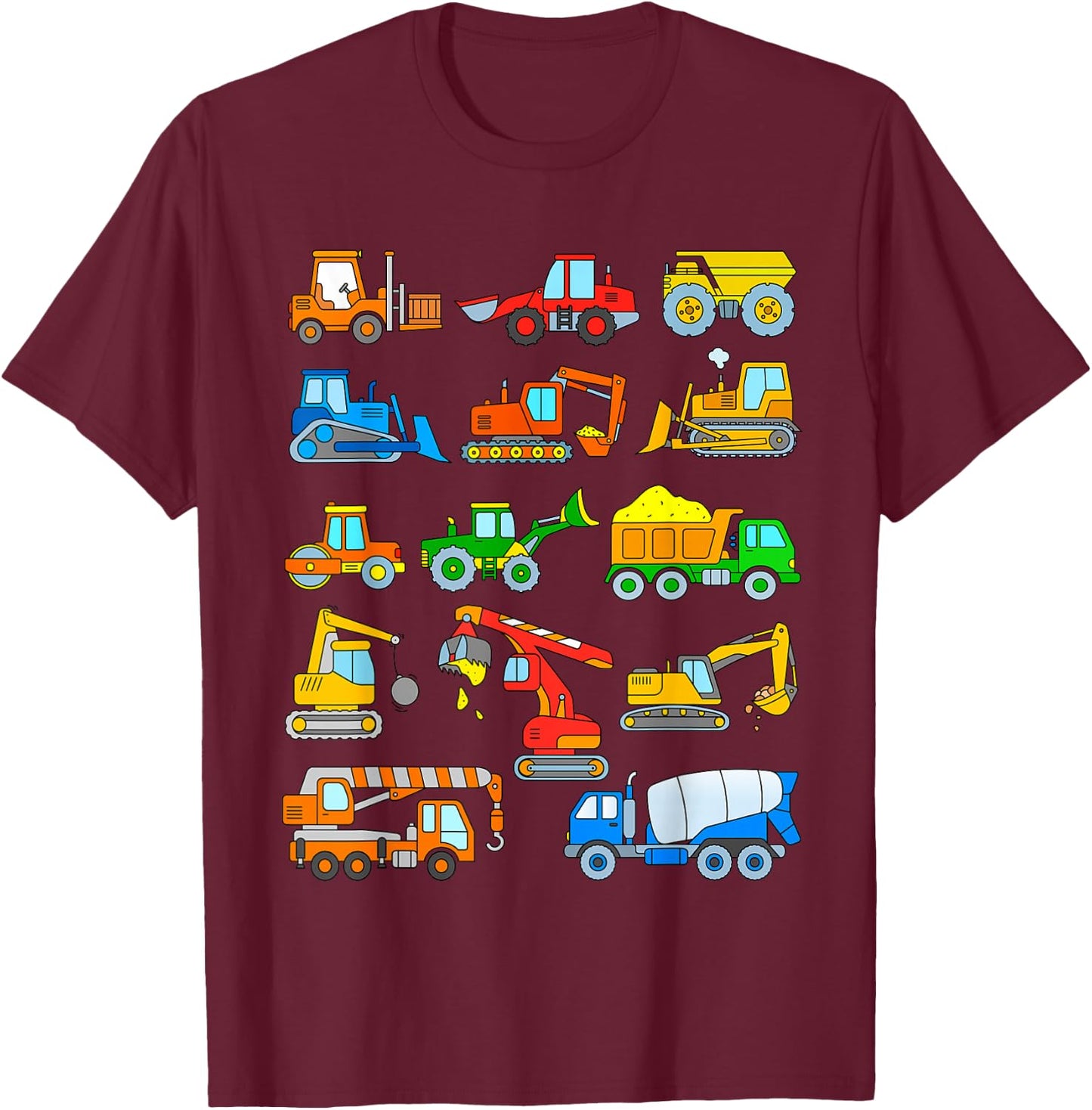 Construction Excavator for Boys Girls Men and Women T-Shirt - T-Shirt | Maroon