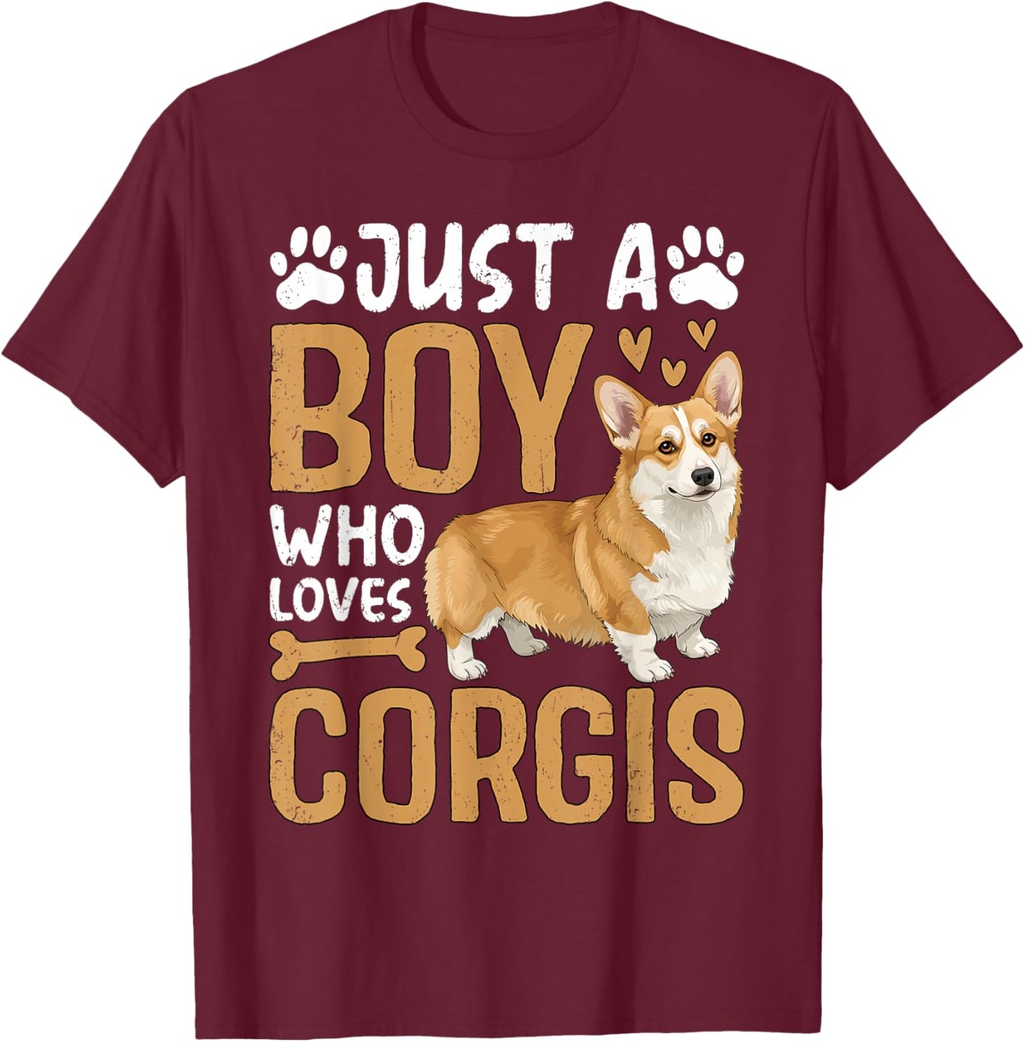 Just A Boy Who Loves Corgis T-Shirt - T-Shirt | Maroon