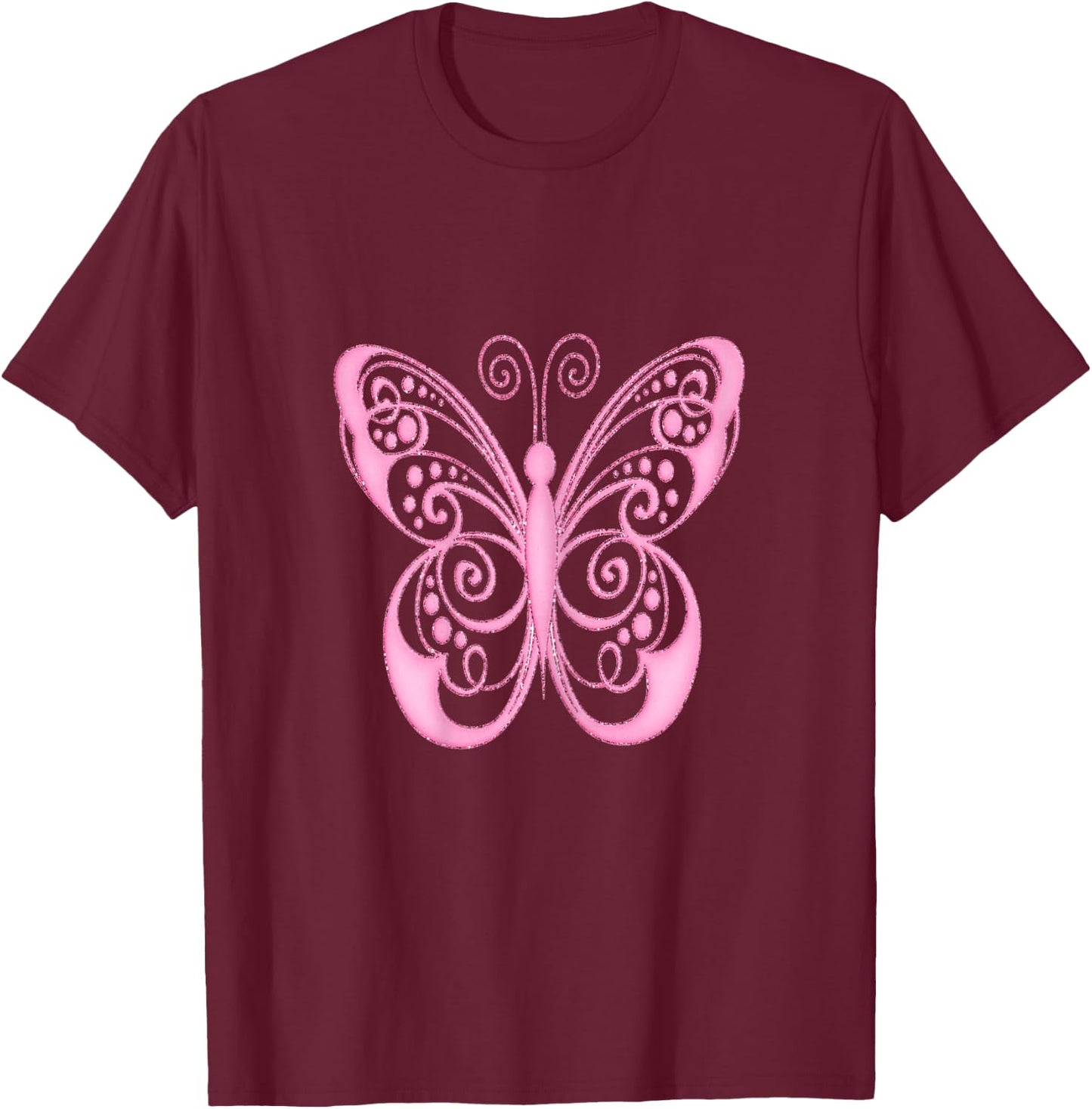 Pretty Pink Butterfly T-Shirt - T-Shirt | Maroon