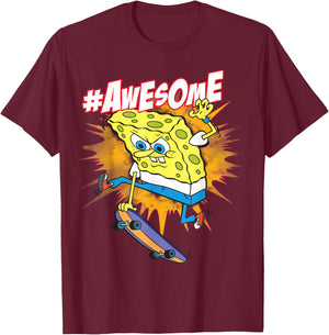 Spongebob SquarePants Awesome Skateboard Trick T-Shirt - T-Shirt | Maroon