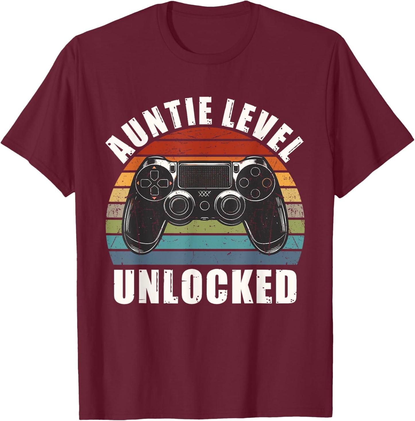 Auntie Level Unlocked Leveled Up To Auntie New Aunt T-Shirt - T-Shirt | Maroon
