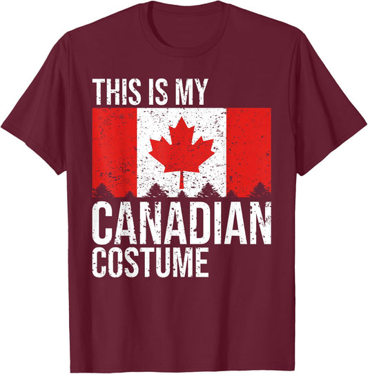 Vintage This Is My Canadian Flag Costume for Halloween T-Shirt - T-Shirt | Maroon