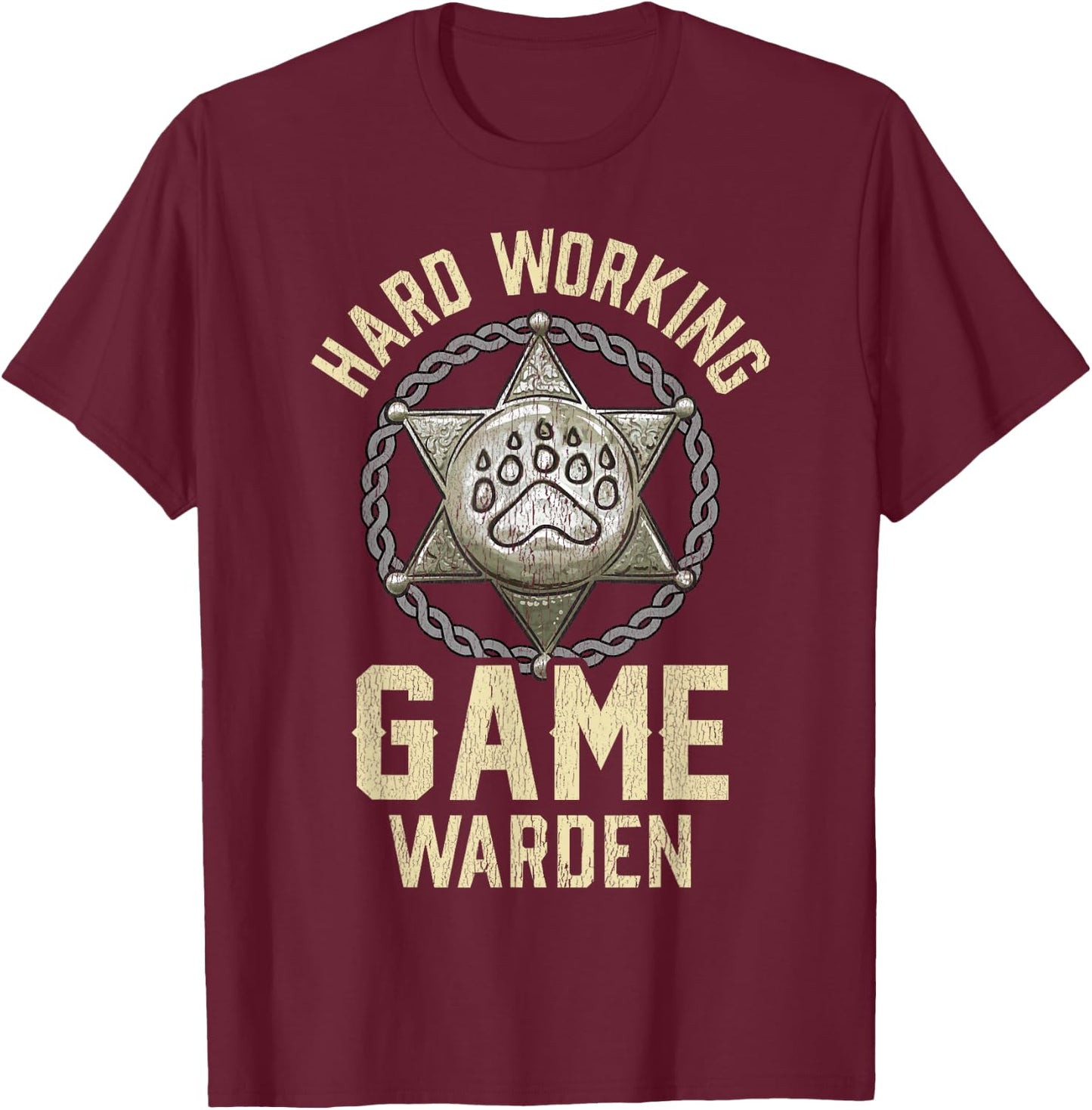 Game Warden Badge Fish Wildlife Game Warden T-Shirt - T-Shirt | Maroon