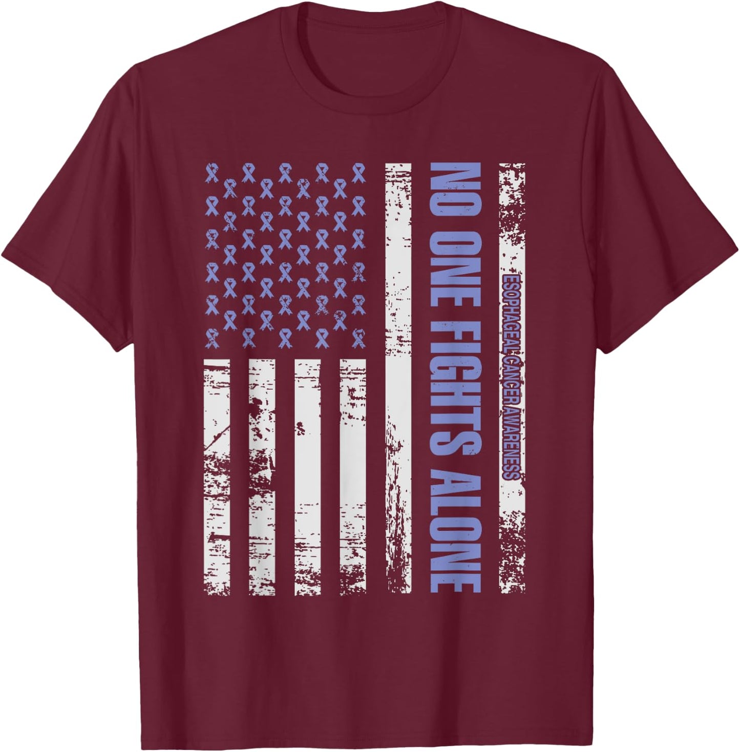 No one Fights alone Esophageal Cancer awareness Shirt T-Shirt - T-Shirt | Maroon