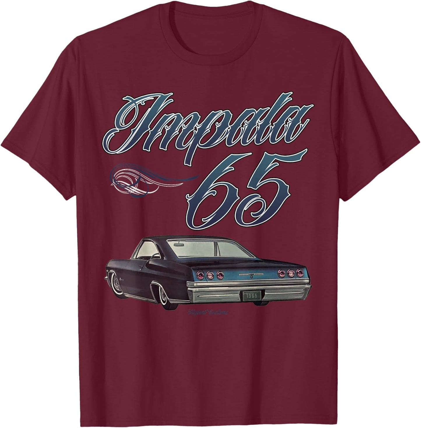 1965 Blue Low Rider Kustom Lead Sled Hot Rod Muscle Car T-Shirt - T-Shirt | Maroon