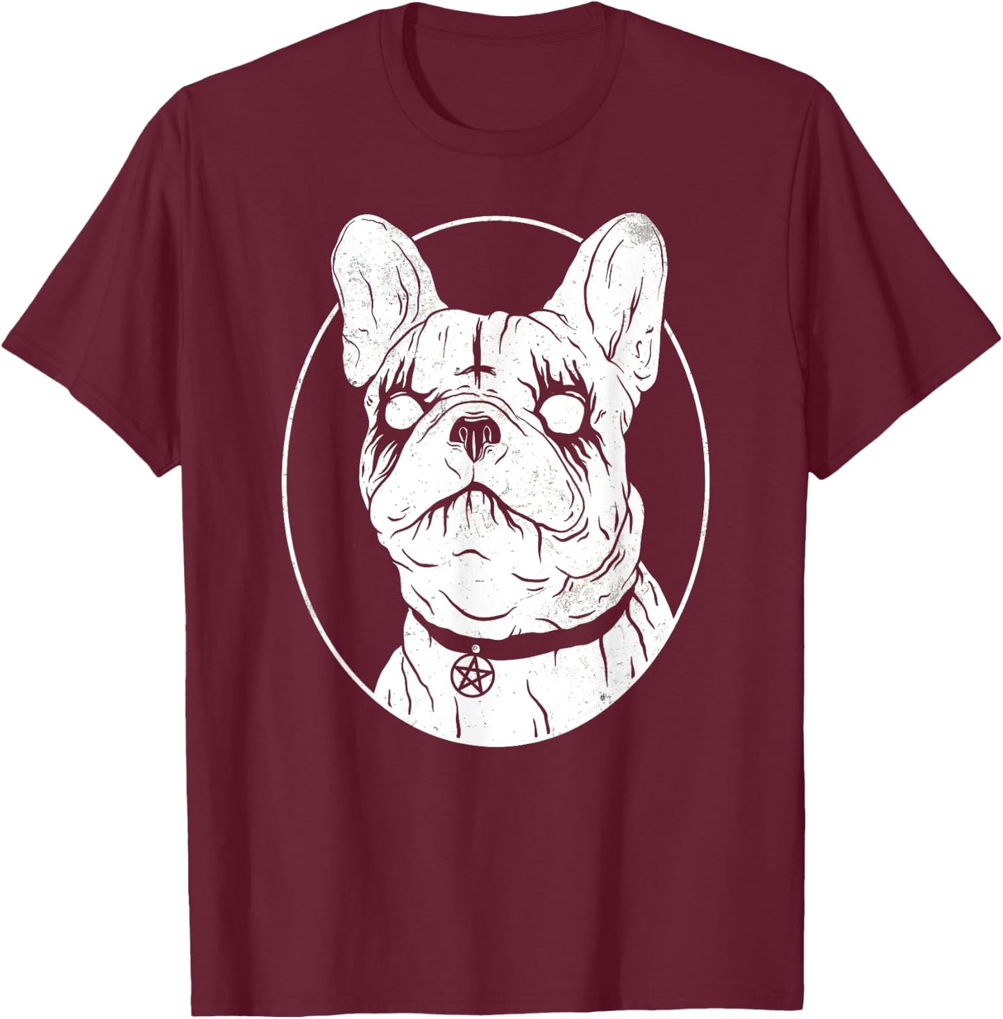 Black Metal French Bulldog - Gothic Heavy Metal Dog Shirt Women T-Shirt - T-Shirt | Maroon