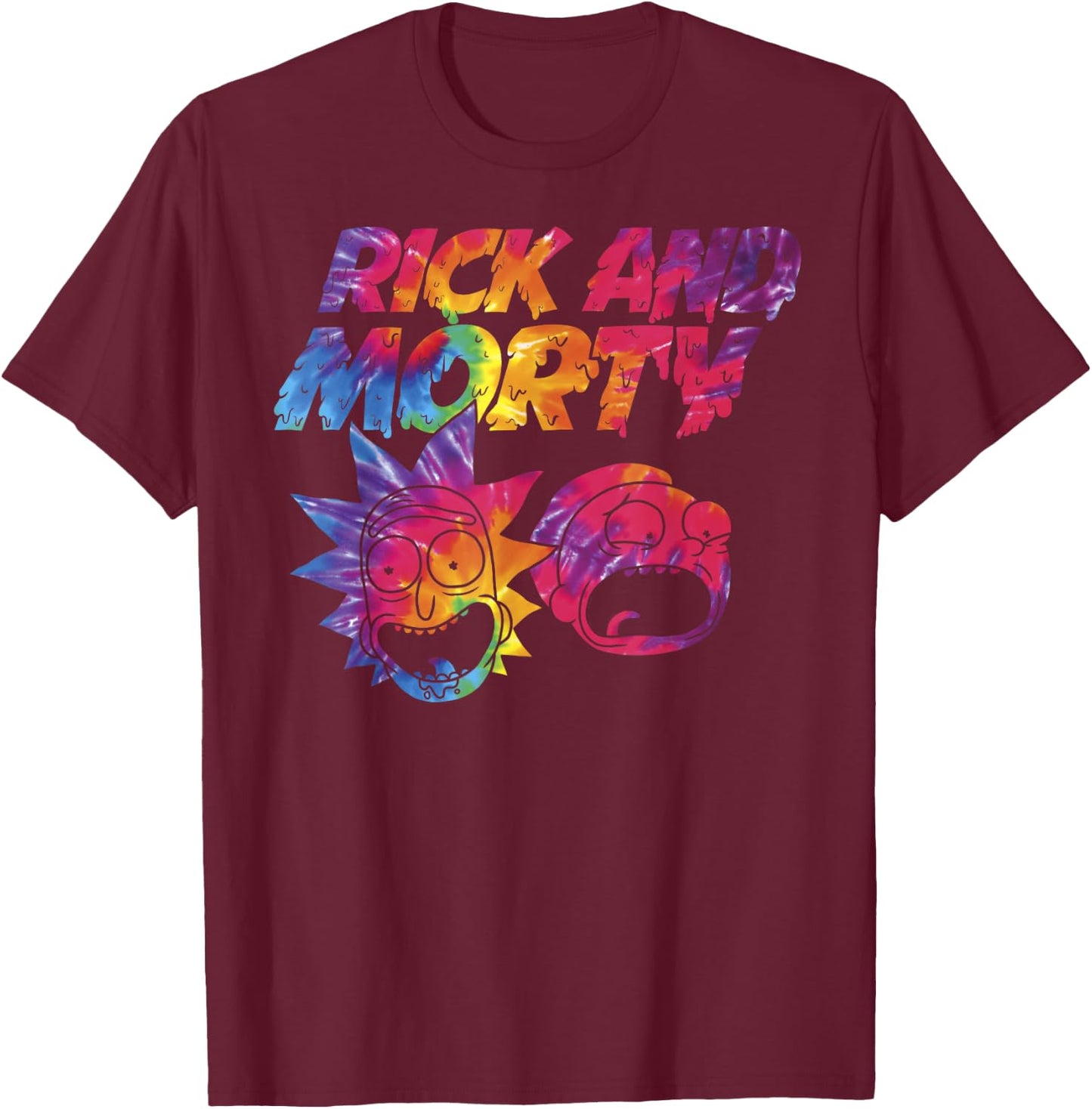Mademark x Rick and Morty - Rick And Morty Tie Dye Drip Graphic T-Shirt - T-Shirt | Maroon