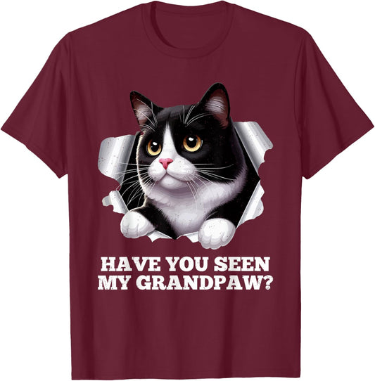 Have You Seen My Grandpaw Fathers Day Cat Dad Kitten Lover T-Shirt - T-Shirt | Maroon