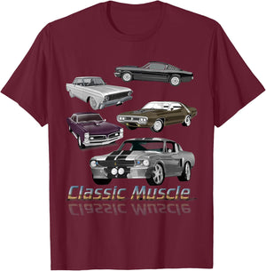 Classic American Muscle Cars Novelty Small T-Shirt - T-Shirt | Maroon